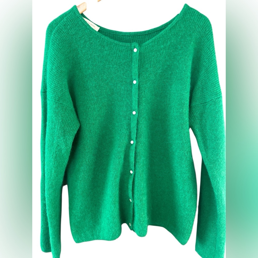 Sezanne Mohair Pearl Button Cardigan in Green - Picture 8 of 14